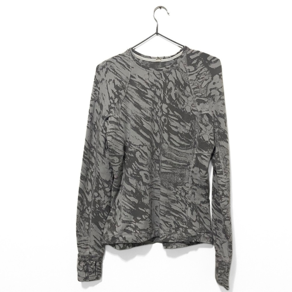 Lululemon White/Grey It's Run Rulu Jacquard Liquidize Camo Long Sleeve Top